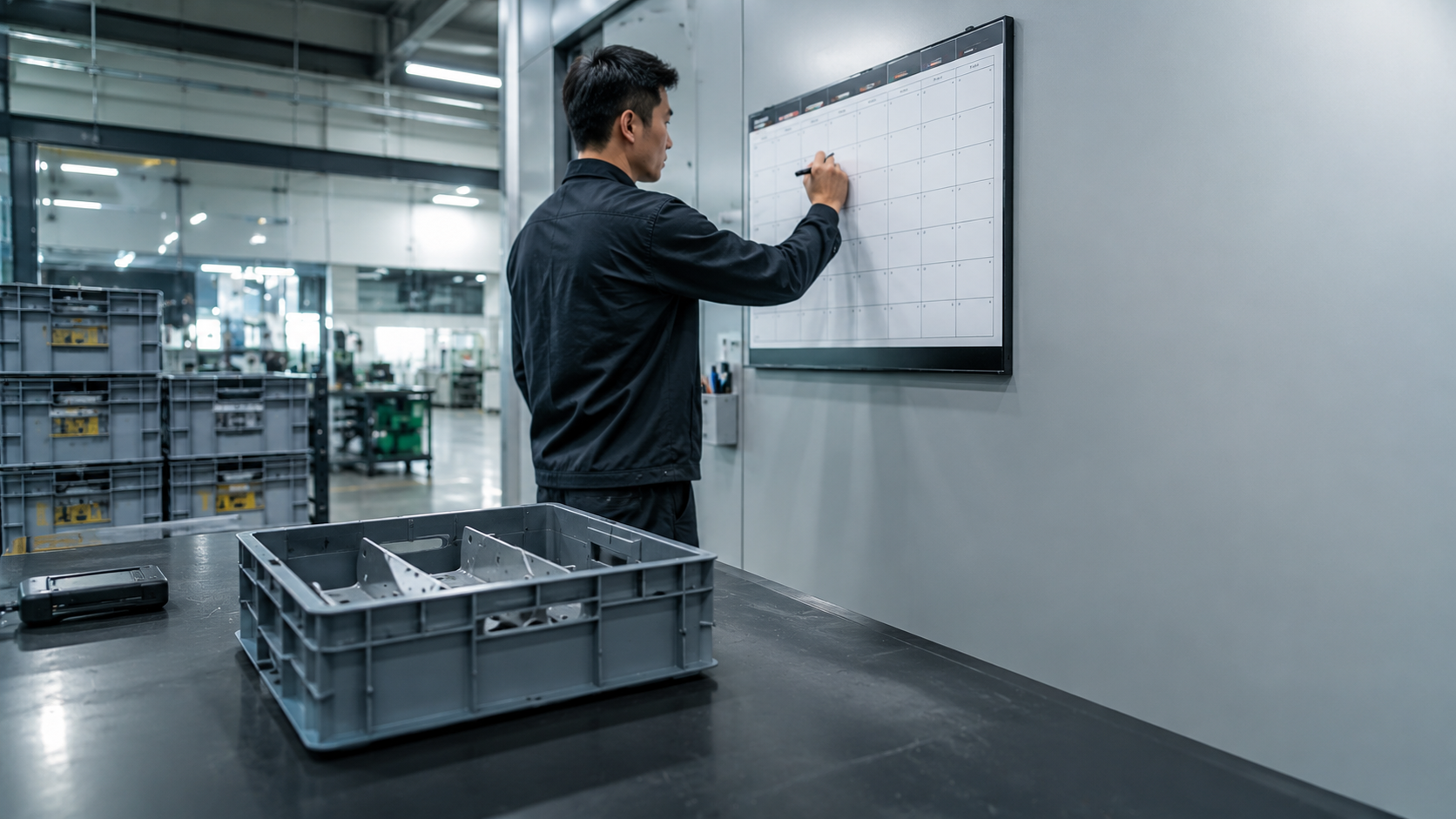 Operator isolating a sample crate and dating a new lead generation test window